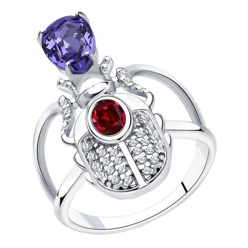 Кольцо женское SOKOLOV из серебра с кристаллами Swarovski и фианитами 94013122 р.17 в Линии Любви