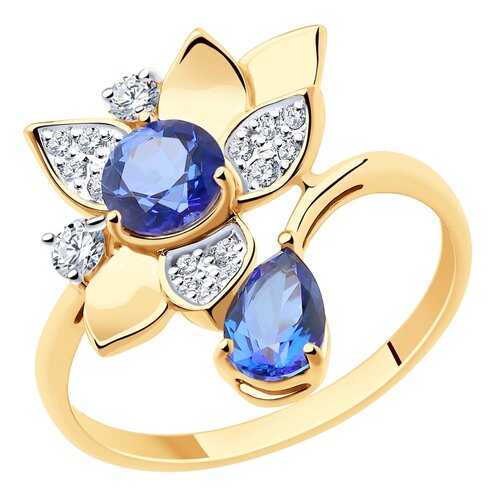 Кольцо женское SOKOLOV из золота с топазами и фианитами Swarovski 715962 р.18.5 в Линии Любви
