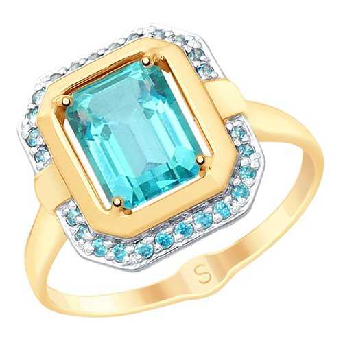 Кольцо женское SOKOLOV из золота с топазами Swarovski и фианитами 715352 р.17 в Линии Любви