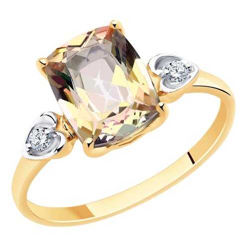 Кольцо женское SOKOLOV из золота с топазом и фианитами Swarovski 715725 р.19 в Линии Любви