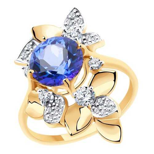 Кольцо женское SOKOLOV из золота с топазом и фианитами Swarovski 715942 р.17 в Линии Любви