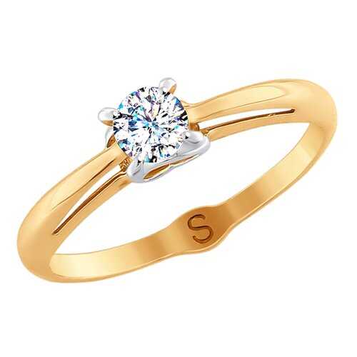 Кольцо женское SOKOLOV из золота со Swarovski Zirconia 81010369 р.19 в Линии Любви