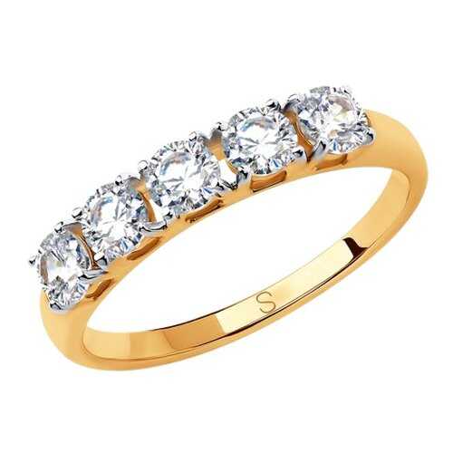 Кольцо женское SOKOLOV из золота со Swarovski Zirconia 81010444 р.18 в Линии Любви