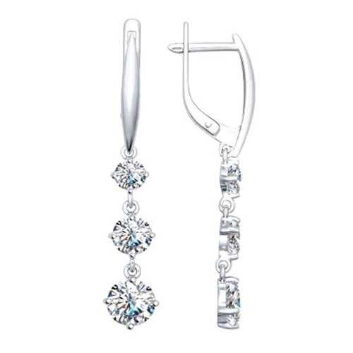 Серьги длинные SOKOLOV из серебра со Swarovski Zirconia в Линии Любви