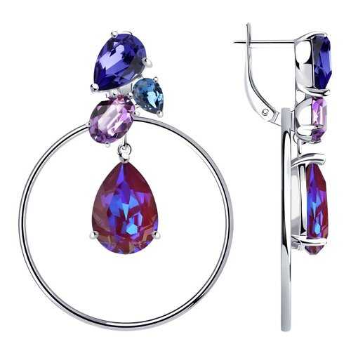 Серьги SOKOLOV из серебра с голубыми кристаллами Swarovski 94023763 в Линии Любви