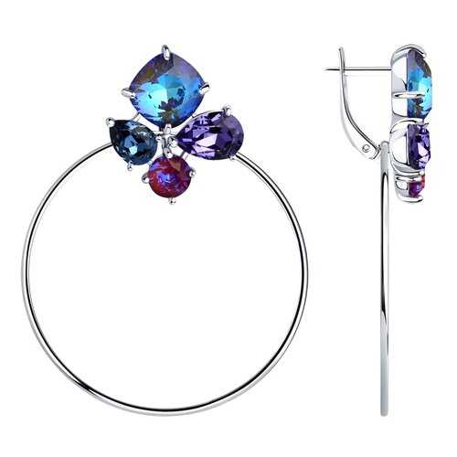 Серьги SOKOLOV из серебра с голубыми кристаллами Swarovski 94023888 в Линии Любви
