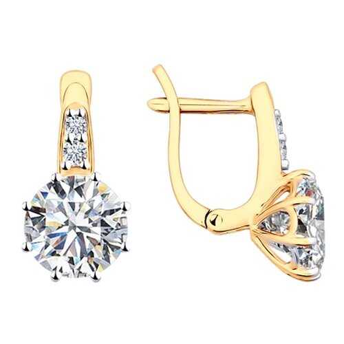 Серьги SOKOLOV из золочёного серебра со Swarovski Zirconia 89020071 в Линии Любви