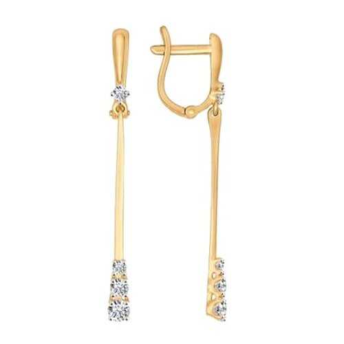 Серьги длинные SOKOLOV из золота со Swarovski Zirconia 81020212 в Линии Любви