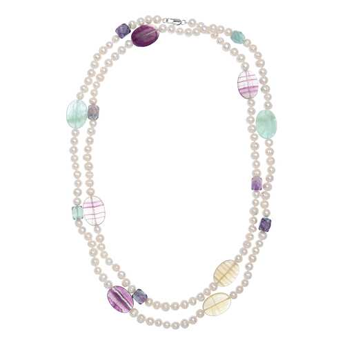 Бусы женские My-bijou 303-1086 белые/зеленые/фиолетовые в Линии Любви