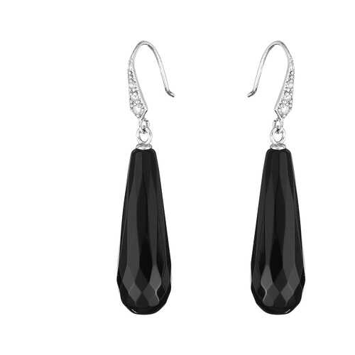 Серьги My-bijou Капли агат черный 4,5 см в Линии Любви