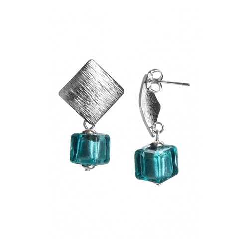 Серьги Perla Metallo Rombo 9030616026 изумрудные в Линии Любви