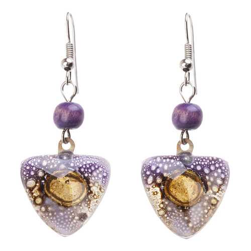 Серьги женские CristaLida MYCO 84 V фиолетовые/золотистые в Линии Любви